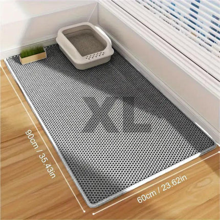 Large Double Layer Litter Mat Waterproof Non Slip Cat Trapping Pad Easy to Clean - 75x55cm.