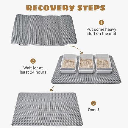 Large Double Layer Litter Mat Waterproof Non Slip Cat Trapping Pad Easy to Clean - 75x55cm.