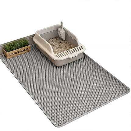 Large Double Layer Litter Mat Waterproof Non Slip Cat Trapping Pad Easy to Clean - 90x60cm.