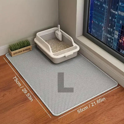 Large Double Layer Litter Mat Waterproof Non Slip Cat Trapping Pad Easy to Clean - 90x60cm.