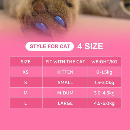 100PCS Anti Scratch Paw Covers for Cats and Kittens Nail Protector Soft Paw - Flat-S.