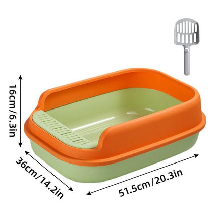 12L Semi Enclosed Large Cat Litter Box with Delivery Shovel Easy Clean Toilet - Purple-Pink.
