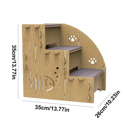 Wooden Pet Climbing Ladder Bed Step Frame Durable Climbing Frame for Small Pets.