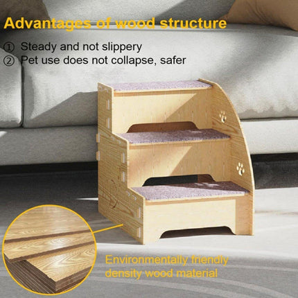 Wooden Pet Climbing Ladder Bed Step Frame Durable Climbing Frame for Small Pets.