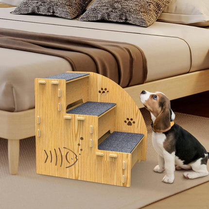 Wooden Pet Climbing Ladder Bed Step Frame Durable Climbing Frame for Small Pets.