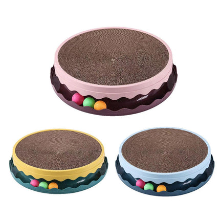Cat Scratcher Turntable Toy Large Round Corrugated Board Nest Scratch Resistant - Pink.
