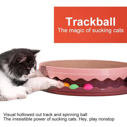 Cat Scratcher Turntable Toy Large Round Corrugated Board Nest Scratch Resistant - Pink.
