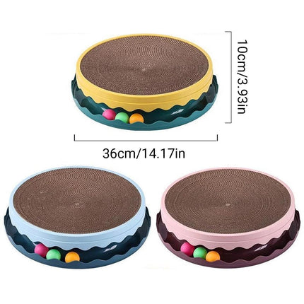 Cat Scratcher Turntable Toy Large Round Corrugated Board Nest Scratch Resistant - Yellow.