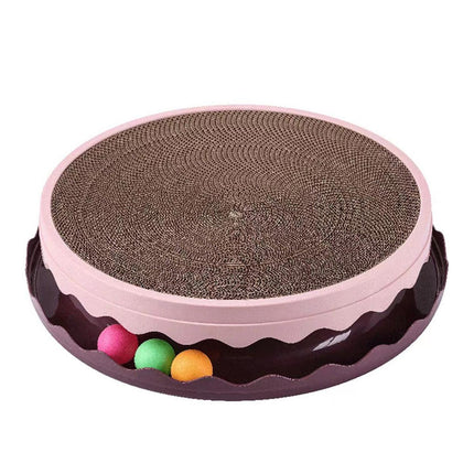 Cat Scratcher Turntable Toy Large Round Corrugated Board Nest Scratch Resistant - Yellow.