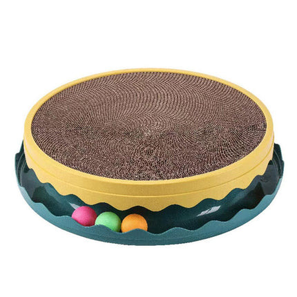 Cat Scratcher Turntable Toy Large Round Corrugated Board Nest Scratch Resistant - Yellow.