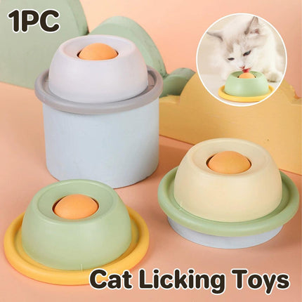 Cat Lick Toys Slow Food Tray Tease Interactive Cat Toy for Eating and Fun - Yellow.