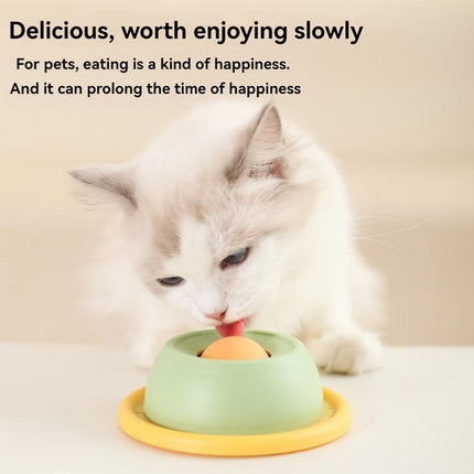 Cat Lick Toys Slow Food Tray Tease Interactive Cat Toy for Eating and Fun - Yellow.