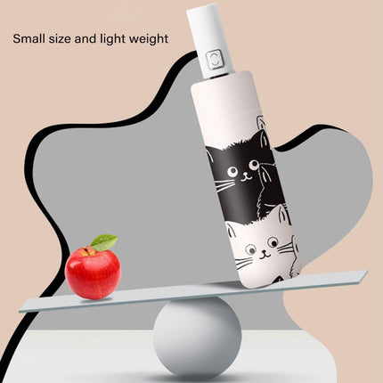 1PC Cartoon Black White Cat Automatic Folding Sun Umbrella Anti-UV For Unisex.