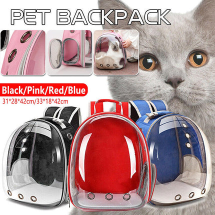 Pet Outdoor Carrier Backpack Cat Dog Puppy Travel Space Capsule Shoulder Bag - Black.