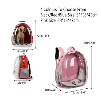Pet Outdoor Carrier Backpack Cat Dog Puppy Travel Space Capsule Shoulder Bag - Black.