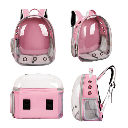 Pet Outdoor Carrier Backpack Cat Dog Puppy Travel Space Capsule Shoulder Bag - Black.