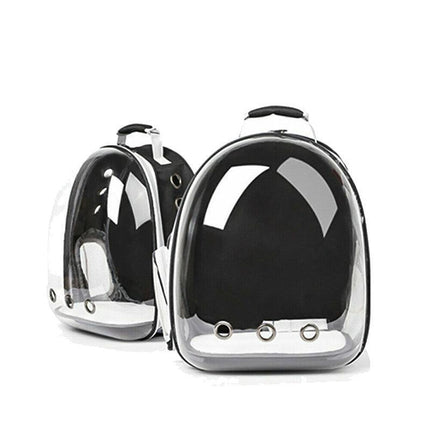 Pet Outdoor Carrier Backpack Cat Dog Puppy Travel Space Capsule Shoulder Bag - Black.