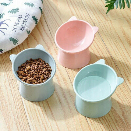 Elevated Pet Bowl Cat Dog Feeder Food Water High-Foot Anti Vomiting Tilted Bowl - Green.