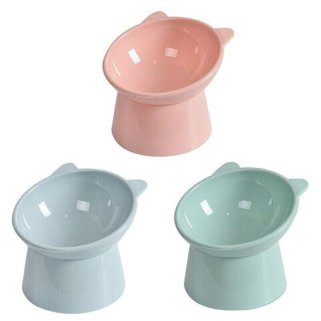 Elevated Pet Bowl Cat Dog Feeder Food Water High-Foot Anti Vomiting Tilted Bowl - Pink.