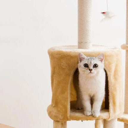 Cat Tree Scratching Post Gym House Condo Scratcher Furniture Tower - Brown.