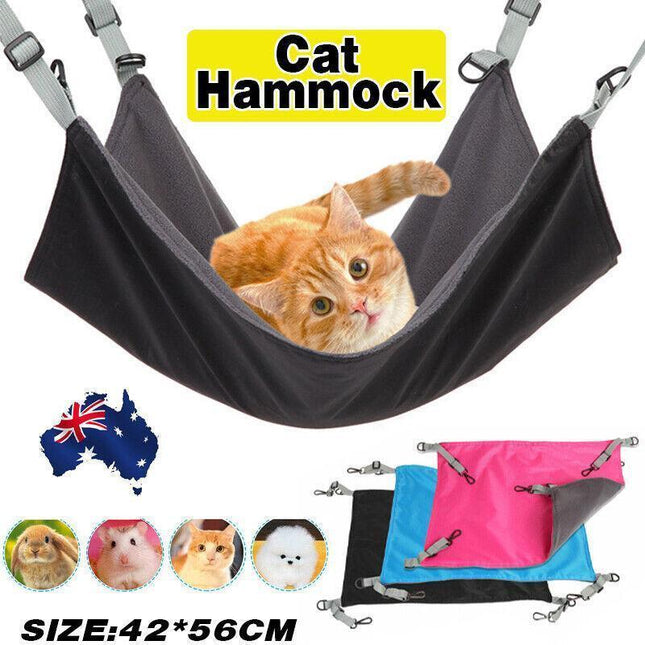Waterproof Cat Hammock Hanging Bed Double Layer Dual Side Sleep Cage Swing Chair - Pink.