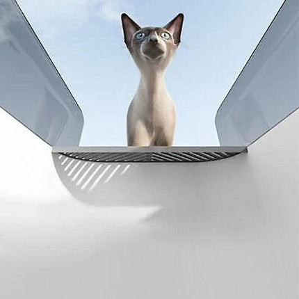Litter Tray Box with Splash Guard and Wide Opening for Cats Open Top Design - Grey.