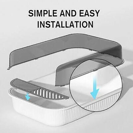 Litter Tray Box with Splash Guard and Wide Opening for Cats Open Top Design - Grey.