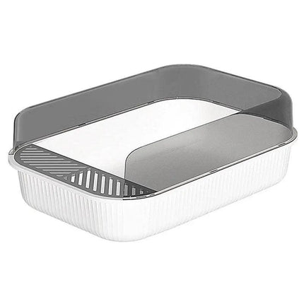 Litter Tray Box with Splash Guard and Wide Opening for Cats Open Top Design - Grey.