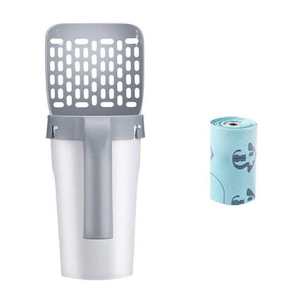 Cat Litter Scoop Integrated Detachable Shovel Holder Poop Pet Sifter Cleaning - 1 Cat Litter Shovel and 1 Roll Bags.