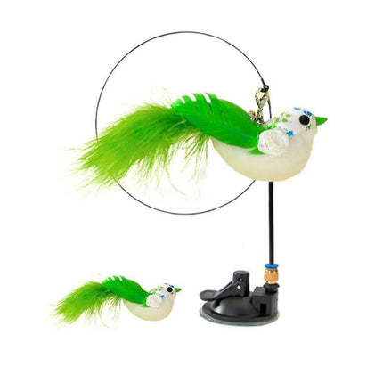 Cat Play Toy Simulation Birds Teaser Wand Interactive Stick with Suction Cup - 1.