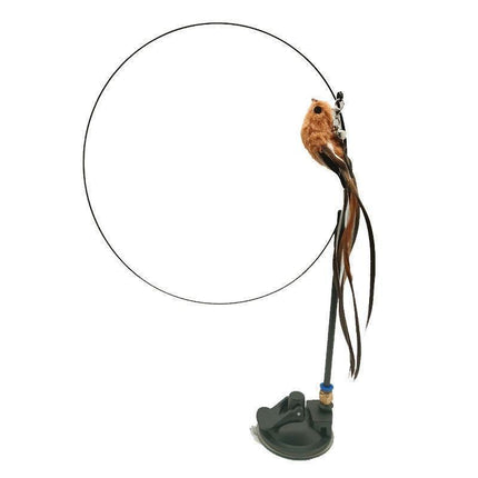 Cat Play Toy Simulation Birds Teaser Wand Interactive Stick with Suction Cup - 1.