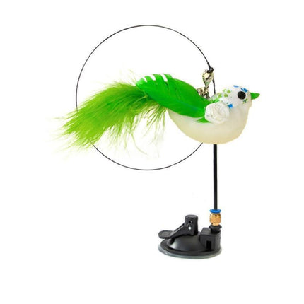 Cat Play Toy Simulation Birds Teaser Wand Interactive Stick with Suction Cup - 2.