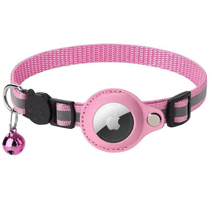 Reflective Pet Collar with Holder for AirTag Tracker – Anti-Lost Cat Dog Tag - Black.