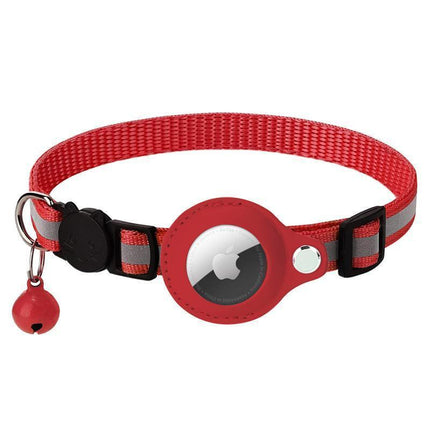 Reflective Pet Collar with Holder for AirTag Tracker – Anti-Lost Cat Dog Tag - Purple.