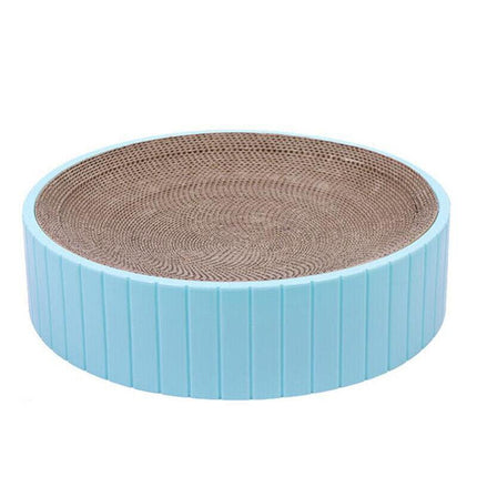 2In1 Cat Scratching Board Round Cat Scratcher Pad Lounge Bed Bowl Pet Sofa House - Blue.