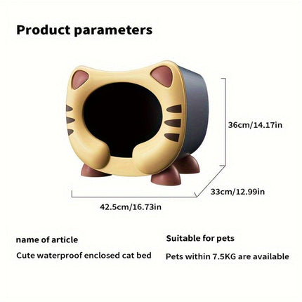 Semi Closed Cat Nest Soft Cozy Pet Bed for Cats Small Animals Indoor Sleeping - Blue.
