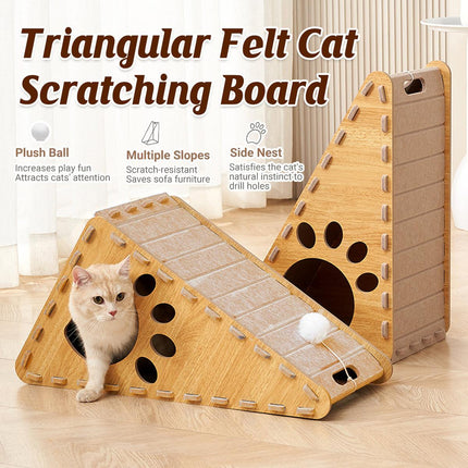 Triangle Cat Scratch Board Felt Claw Pad Vertical Nest Durable All Season Use.