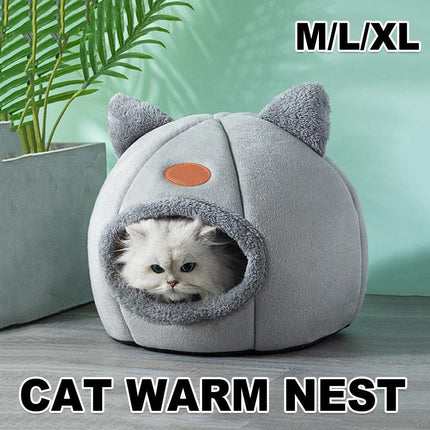 Cat Bed Winter Warm Enclosed Pet House Cozy Indoor Sleeping Nest for Cold Weather - XL.