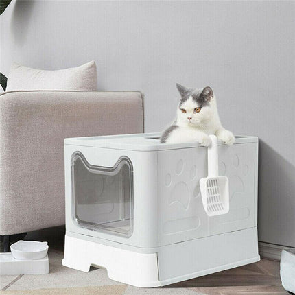 Self-Cleaning Hooded Cat Litter Box Enclosed Large Kitty Toilet Box Tray Refills.
