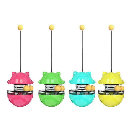 Cat Treat Dispenser Toy Ball Kitten Selfplay Interactive Tumbler Multifunction - Green.