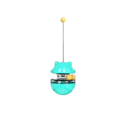 Cat Treat Dispenser Toy Ball Kitten Selfplay Interactive Tumbler Multifunction - Green.