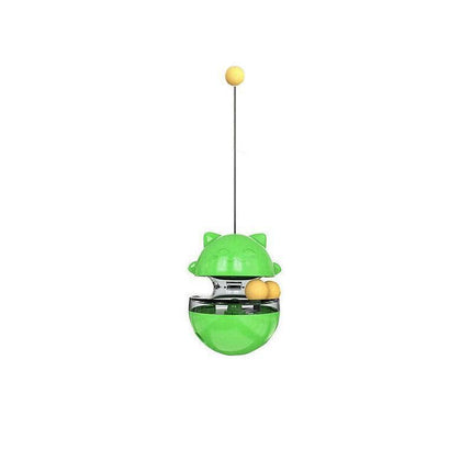 Cat Treat Dispenser Toy Ball Kitten Selfplay Interactive Tumbler Multifunction - Green.