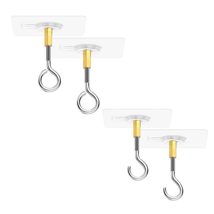 12 PCS Heavy Duty Self Adhesive Hooks Stainless Steel Ceiling Hooks for Home - Closed.