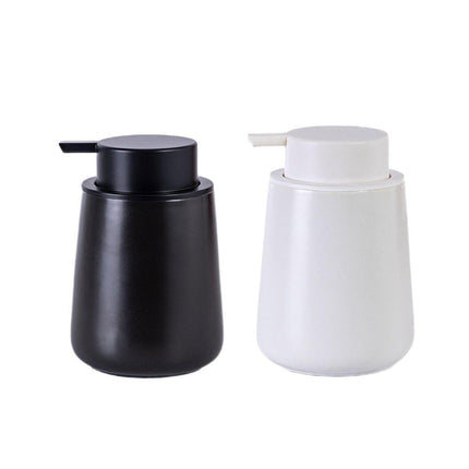 400ML Ceramic Stoneware Soap Dispenser Modern Design Lotion Pump Manual Bathroom - Black.