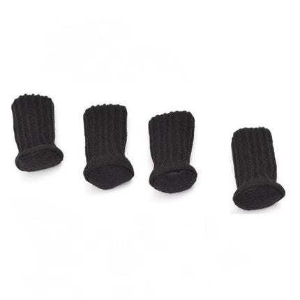24Pcs Knitted Table Chair Leg Socks Sleeve Floor Protector Furniture Feet Covers - Black.