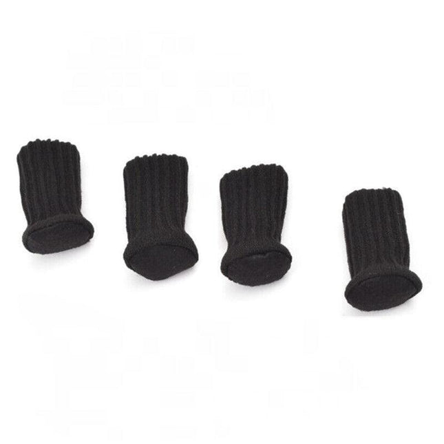 24Pcs Knitted Table Chair Leg Socks Sleeve Floor Protector Furniture Feet Covers - Black.