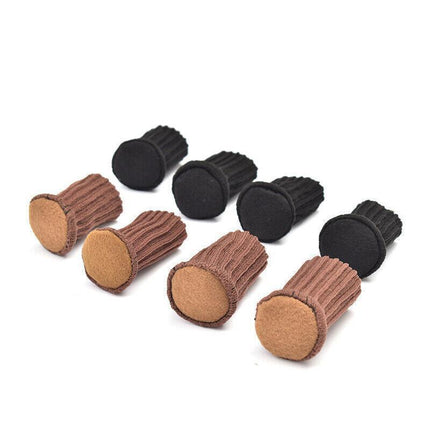 24Pcs Knitted Table Chair Leg Socks Sleeve Floor Protector Furniture Feet Covers - Brown.