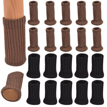 24Pcs Knitted Table Chair Leg Socks Sleeve Floor Protector Furniture Feet Covers - Brown.