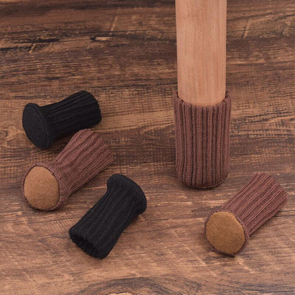 24Pcs Knitted Table Chair Leg Socks Sleeve Floor Protector Furniture Feet Covers - Brown.