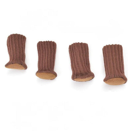 24Pcs Knitted Table Chair Leg Socks Sleeve Floor Protector Furniture Feet Covers - Brown.